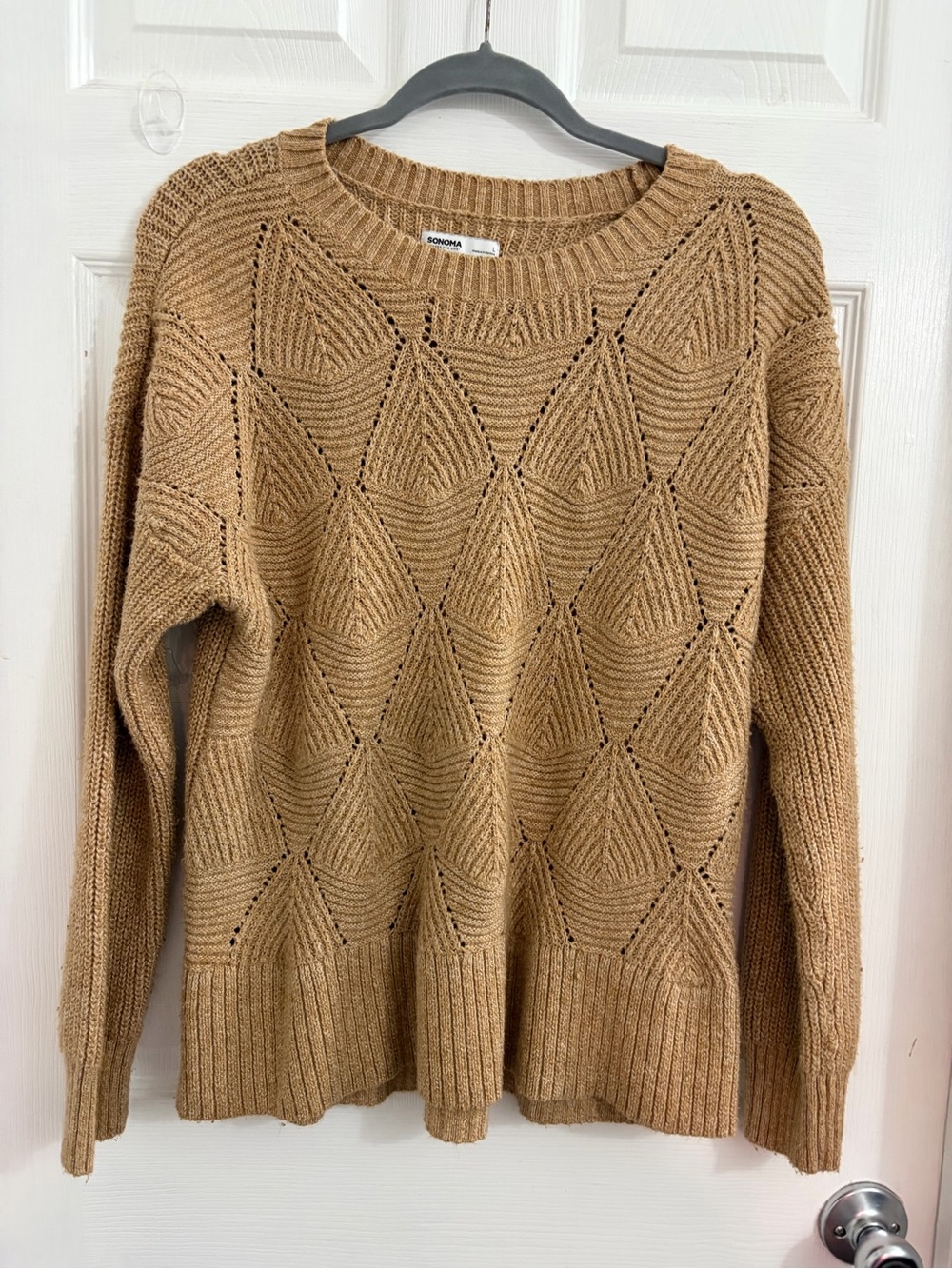 SONOMA Camel Ribbed Scoopneck Sweater. Size large $10